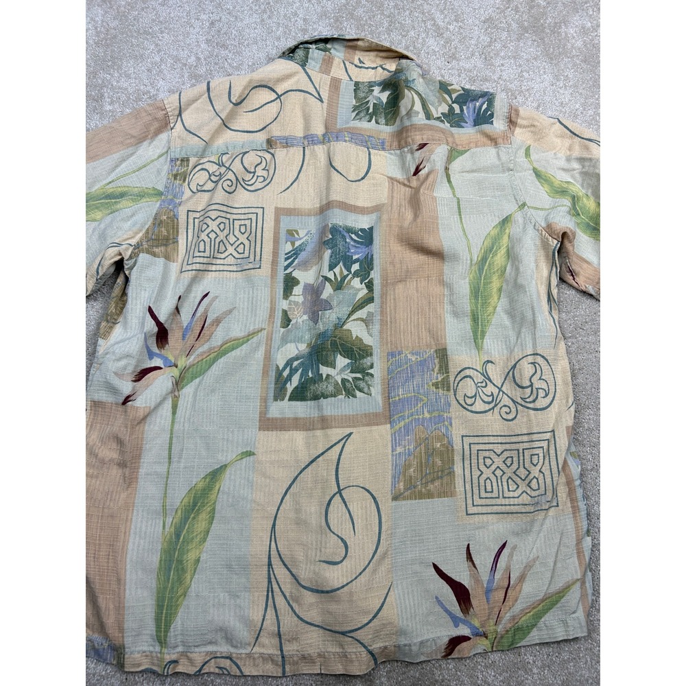 Tori Richard Honolulu Mens Large Silk Button Up Shirt Patchwork Floral Hawaiian - Picture 7 of 8
